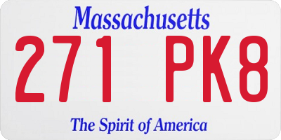MA license plate 271PK8