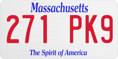 MA license plate 271PK9