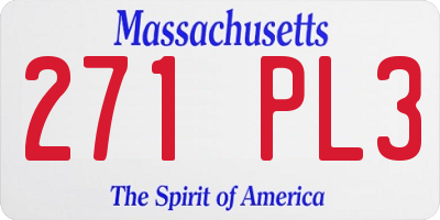 MA license plate 271PL3