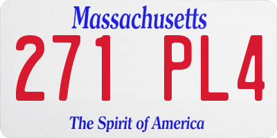 MA license plate 271PL4