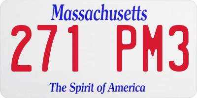 MA license plate 271PM3