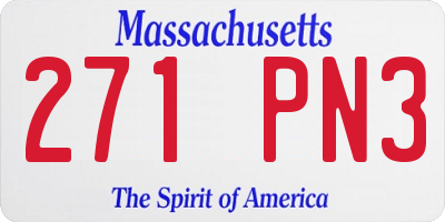 MA license plate 271PN3