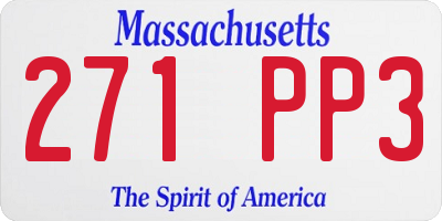 MA license plate 271PP3