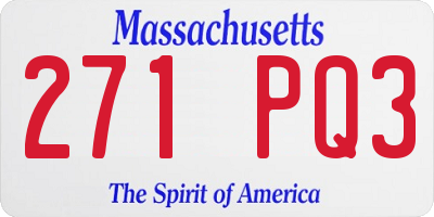 MA license plate 271PQ3