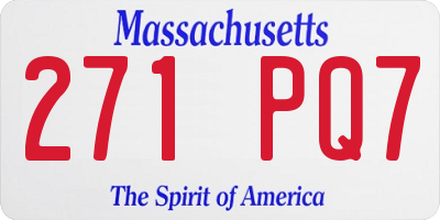 MA license plate 271PQ7