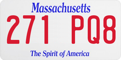 MA license plate 271PQ8