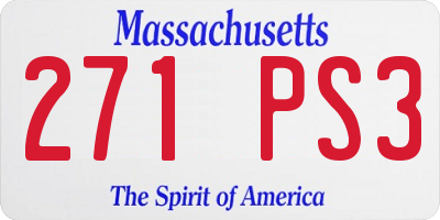 MA license plate 271PS3