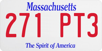MA license plate 271PT3