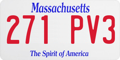 MA license plate 271PV3
