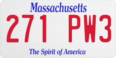 MA license plate 271PW3