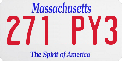 MA license plate 271PY3