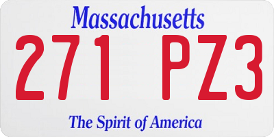 MA license plate 271PZ3