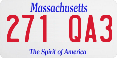 MA license plate 271QA3