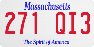 MA license plate 271QI3