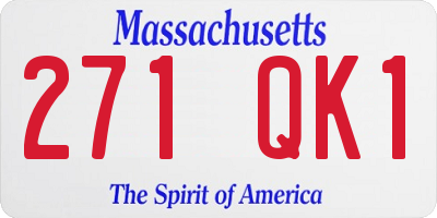 MA license plate 271QK1