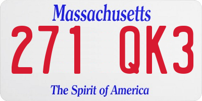 MA license plate 271QK3