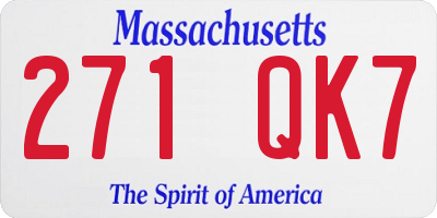 MA license plate 271QK7