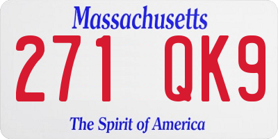 MA license plate 271QK9