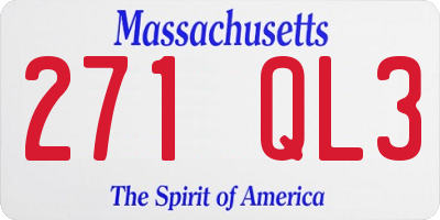 MA license plate 271QL3
