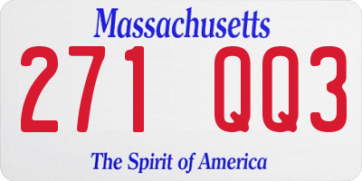 MA license plate 271QQ3