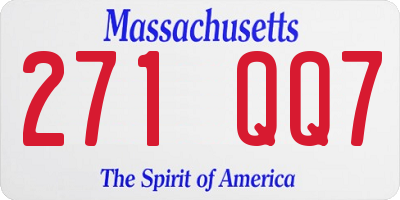 MA license plate 271QQ7