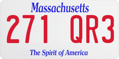 MA license plate 271QR3
