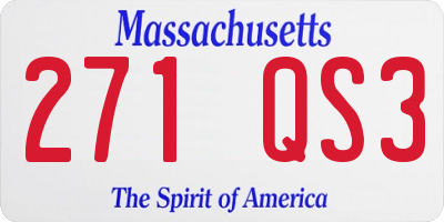 MA license plate 271QS3