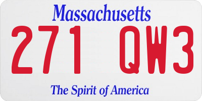 MA license plate 271QW3