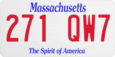 MA license plate 271QW7