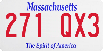 MA license plate 271QX3