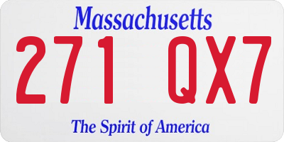 MA license plate 271QX7