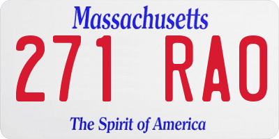 MA license plate 271RA0