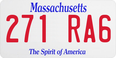 MA license plate 271RA6