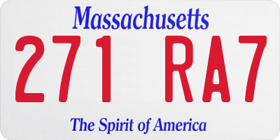MA license plate 271RA7