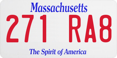 MA license plate 271RA8