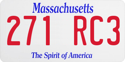 MA license plate 271RC3