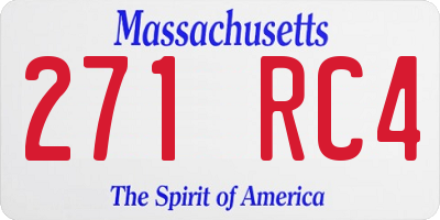 MA license plate 271RC4