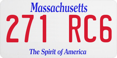 MA license plate 271RC6