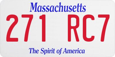 MA license plate 271RC7