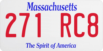 MA license plate 271RC8