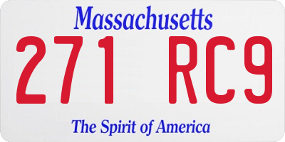 MA license plate 271RC9