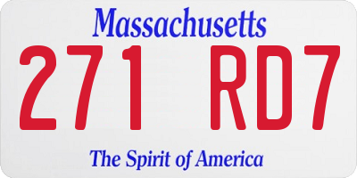 MA license plate 271RD7