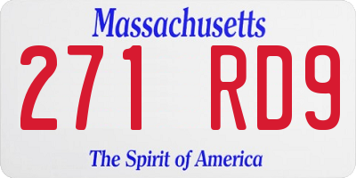 MA license plate 271RD9