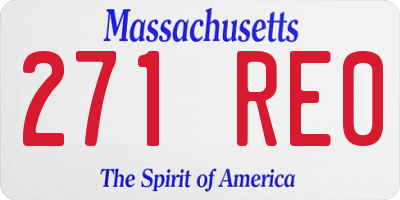 MA license plate 271RE0
