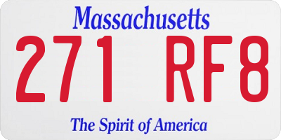 MA license plate 271RF8