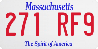 MA license plate 271RF9
