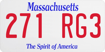 MA license plate 271RG3