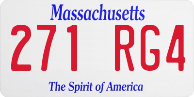 MA license plate 271RG4