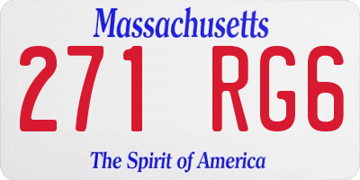 MA license plate 271RG6