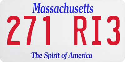 MA license plate 271RI3